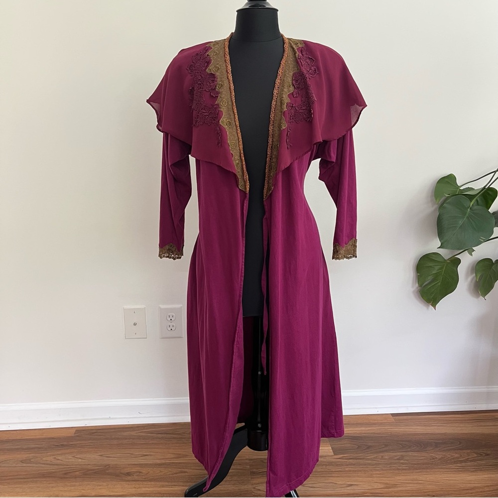 Vintage 80s Victoria’s Secret Merlot Colored Romantic Robe